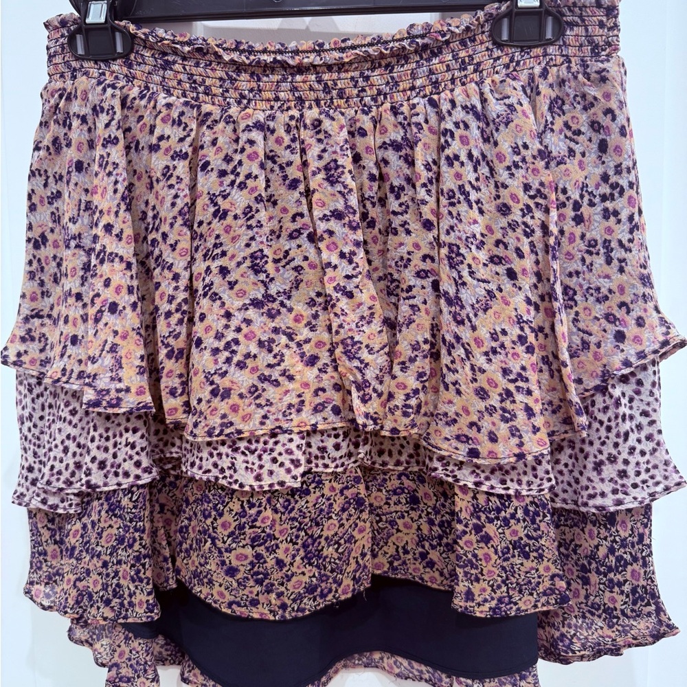 Joie Asymmetrical Floral Skirt in Purple and Pink